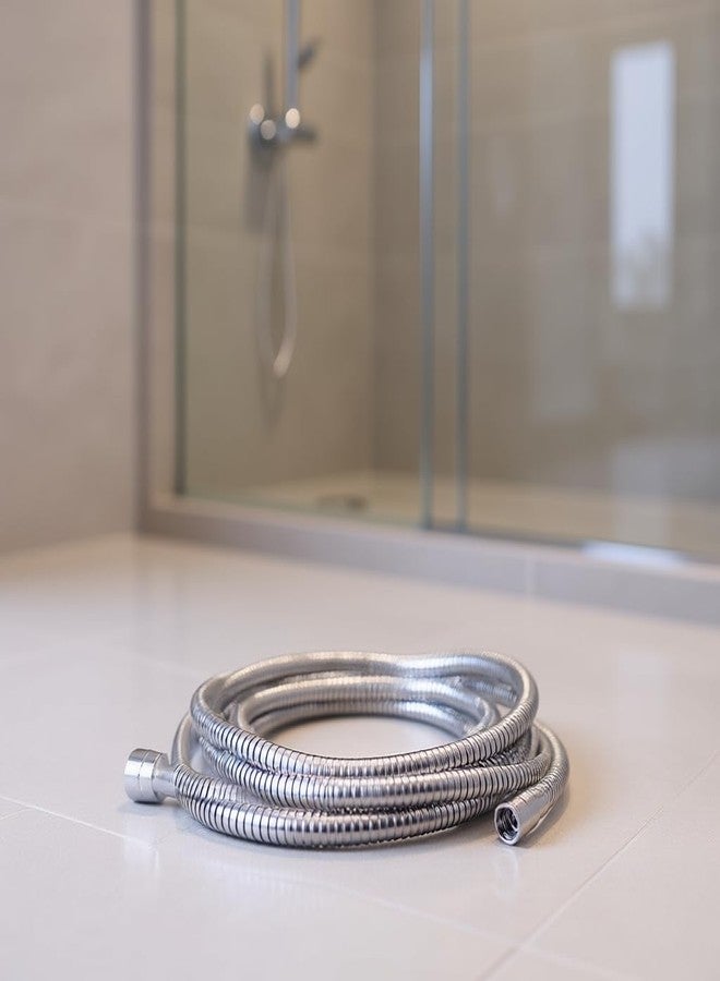 خرطوم دش بطول 1.5 متر من الفولاذ المقاوم للصدأ مع طلاء مزدوج للمشبك وأنبوب مشفر | قلب بلاستيكي متين وتصنيف ضغط 3 ميجا باسكال للاستخدام في الحمام | جودة تجارية، تدفق عالٍ، سهل التركيب - Image 4